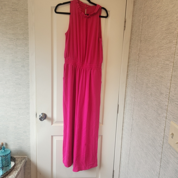 JODIFL Vibrant Pink Sleeveless Jumpsuit Size L EUC - Picture 1 of 3